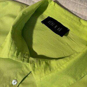 Ozai N Ku Neon Green Button Tunic with Asymmetric Front Hem